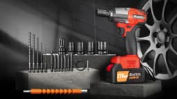 21V Cordless Impact Wrench, 1/2 inch Brushless Impact Gun, Max Torque 550Nm with 4 Socket Sets, 12 Drill Sets, 4.0Ah Battery