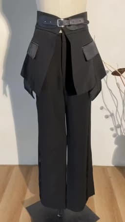 EAM Black Irregular Pants High Waist Leather Long Wide Leg New Loose Fit Trousers Women Fashion Spring Autumn 2026 JQ78101
