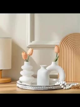 Set of 3 White Ceramic Bohemian Vase Set, Creative Home Decoration Vase Ornaments, Wedding Home Living Room Bedroom Decoration