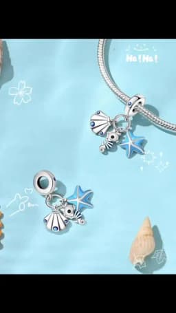 925 Sterling Silver Ocean Series Blue Turtle Starfish Shell Fit Original Bracelet Charms for Women diy Fine Jewelry Gifts