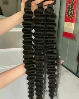 Deep Wave Bundles With Closure Brazilian Virgin Human Hair 3 Bundles With 4x4 Lace Closure for Black Women Natural Color 40 inch