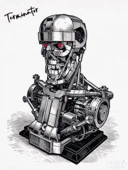 1469PCS Mecha Skull Skeleton Robot Building Blocks Movie T800 Bust Figures Model Desktop Ornament Construction Bricks Toys Gift