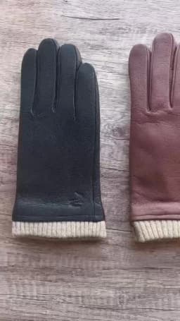 Men's Deer Skin Gloves Warm Wool Knitted Driving Cycling Leather Gloves