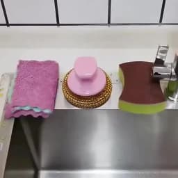 2PCS Stainless Steel Sink Sponge Holder Self Adhesive Drain Drying Rack Wall Hooks Accessories Storage Organizer