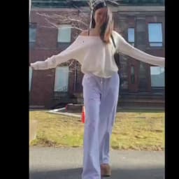 Blue Stripes Drawstring Long Pant Autumn High Waist Casual Loose Trouser Woman Streetwear Preppy Style Sweet Cute Straight Pants