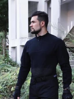 Men Tactical Combat Shirt Stretch Multicam Airsoft Paintball Hunting Clothing Cotton 1/4 Zipper Shirts Long Sleeve Camo T Shirt