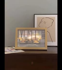 Decorative LED Night Light Painting USB Plug Dimming Wall Artwork Table Lamp Gift Indoor Sunlight Window Photo Night Luminous