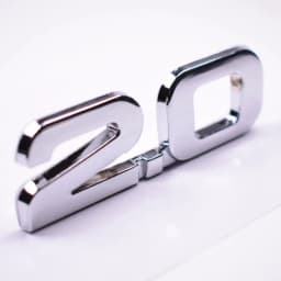 YAQUICKA Metal Silver 3D 2.0 2.0T Car Rear Trunk Emblem Badge Sticker For BMW Audi Ford Toyota Volkswagen Etc Auto Car-Styling