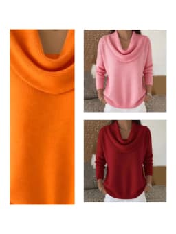 Women's 2026 Autumn/Winter Solid Color Long Sleeve Sweater Tops Fashionable And Stylish Knitwear for Ladies