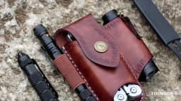 Tourbon Heavy Duty Leather EDC Pocket Multitool Sheath Clip-on Belt Solid EDC  Tool Pouch Case Brown