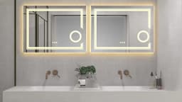 LUVODI LED Bathroom Mirror Wall Mounted, Magnifying Vanity Mirror with Lights for Makeup Shaving, Washroom Toilet Shower Mirror