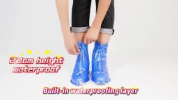 Rainy Waterproof Reusable Shoe Covers, Non-Slip Rain Boot Protectors with Zipper & Drawstring, Multi-Size for Men, Women & Kids