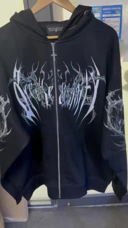 Breathedivinity Large-sized Loose-fitting Printed Full-front Zipper Hooded Sweatshirt