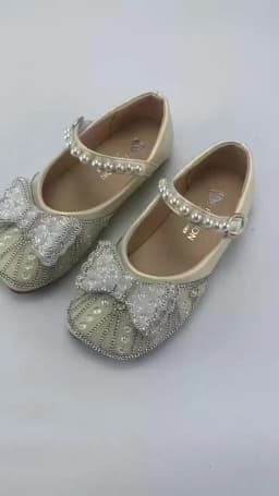 Size 23-34 Silver Bow Cute Princess Flat Shoes for Teenage Girls Casual Low Vamp Student Performance Dance Shoes