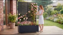 71in Metal Planter Box Trellis With Wheels Raised Garden Bed Privacy Screen For Climbing Plants Vegetables Vines Patio Balcony