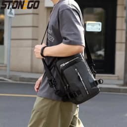 KISMIS Men's Multifunction Messenger Bag Shoulder Cloth Chest Bags Crossbody Casual Man USB Charging Handbag