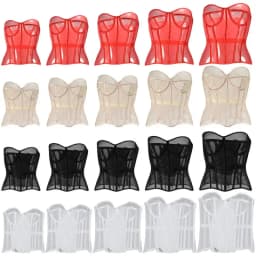 Sheer Corset Waist Shaping Girdle Fishbone Bustier with Tied for Women