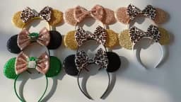 Cute Women Mouse Ears Leopard Print Headbands for Girls Baby Women Sequins 5"Bows Hair Accessories Adults Hairbands Kids Gift