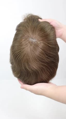 Brown Toupee For Men Human Hair System For Man Breathable Lace With PU Men's Hairpiece Units Male Hair Replacement Prosthesis