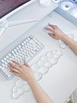 Ergonomic Cloud Silicone Gel Keyboard and Mouse Wrist Rest Set Clear Wrist Rest for Keyboard 60%/68%/75%