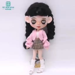 Fashion New Puff Sleeve Knit Jacket Set for Blyth Doll Azone OB23 OB24 Doll Accessories