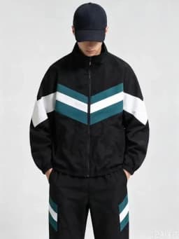Reebok Men's Spring/Autumn Casual Jacket Windproof Two-Piece Set, Retro Street Style Color-Contrast Design, Overseas Street Tren