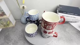 300ml Japanese Flower Coffee Mug Set Retro Ceramic Milk Oats Mug Office Water Handgrip Cup Kitchen Party Drinkware Set