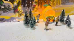 Christmas Lemon Juice & Coffee Shop Ornament, LED Light-Up Holiday Collectible Figurine, Snowy Village Christmas Decorations