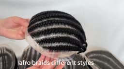 8 Cornrow Braids Afro Braids Male Hair Prosthesis V Eight Strand Braids Toupee for Men and Women Breathable Full Lace Human Hair