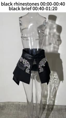 EAM Black Irregular Rhinestones Belted Mini Half-body Skirt High Waist Women Fashion Tide New Spring Autumn 2026 JY75801
