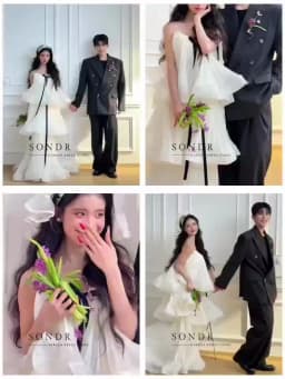 Sondr Customized Tiered Strapless Korean Wedding Dresses Photo Shoot Floor-Length Japanese Luxury Women Party Gown for Wedding