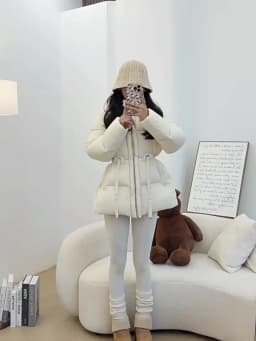 Winter High Quality Hooded Down Jacket Women White Duck Down Thicken Warm Outwears Female Waist Drawstring Parker Down Jacket