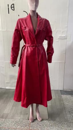 Nerazzurri High Quality Red Black Maxi Pu Leather Trench Coat for Women Extra Long Skirted Elegant Overcoat Fashion 5xl 6xl 7xl