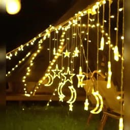 Star Moon Solar Battery String Lights 8Mode Outdoor Christmas Garland LED Fairy Light for Ramadan Festoon Wedding New Year Decor