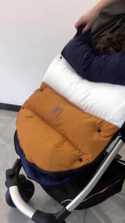 0-24 Months Baby Stroller Footmuff Winter Envelope Navy Blue White Brown Patchwork Fluffy Windproof Warm Removable Fur Collar