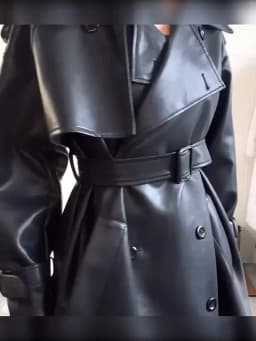 Nerazzurri Spring Autumn Long Oversized Black Pu Leather Trench Coat for Women Belt Double Breasted Loose Casual Korean Fashion