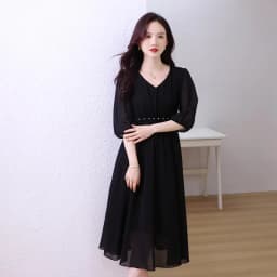 Black Chiffon Elegant Party Solid Long Vestido Women Elegant Prom Midi Clothes 2024 Summer Vintage Hepburn Evening Pleated Dress