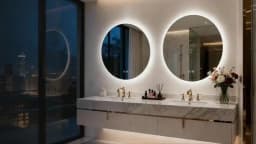 Round LED Bathroom Mirror 500 600 700 800 900mm Wall Vanity Mirror with Aluminum Frame, Anti-Fog, Stepless Dimming, 3000K/4000K/6000K,Memory Function, Backlit, Dual Buttons