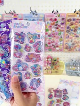 3 pcs/6 pcs Cute Fragrant Glitter Shaking Sticker 3D Cartoon Scrapbooking Diy Journaling Stationery Diary Sticker School Gift
