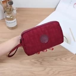Women's Fabric Clutch Long Wallet 3-Layer Zipper Large Capacity For Phone Key Card Holder