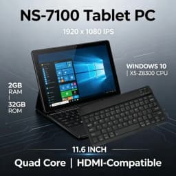 11.6 INCH NS-7100 2GB RAM 32GB ROM 64 Bit Windows 10 Tablet PC 2 In1 With Keyboard X5-Z8350 Quad-Core WIFI Dual Camera