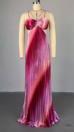 CM.YAYA 2025 Elegant Sleeveless Sweet Strapless Gradient Floor-Length Long Women Dress Beach Party Evening Sexy Pleated Dresses