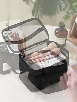Women's Transparent Mesh Ideal for Cosmetics Makeup and Toiletries Kit for Travel Sales Success Make Up Organizer Bag