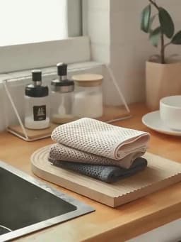 1/6Pcs Hot-selling Pure Cotton Honeycomb Kitchen Square Towel Set Easy To Clean with Hook Waffle 30*30cm
