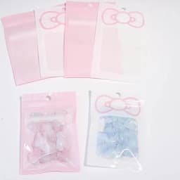 20pcs/lot Pink Clear Ziplock Bag Bow Tie Candy Cookies Packaging Bags Jewelry Ornament Beads Storage Pouches Gifts Snack Bag