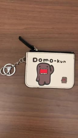 Domo Kun ID Card Holder Case Leather Cute Coin Purse Waller Men Women Bag Keychain Storage Bag