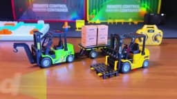 1/64 Mini Remote Control Forklift Desktop Alloy Toy Car with Trailer 2.4G RC Excavator Game Engineering Truck Children Toy Gift