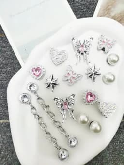 16PCS Butterfly Shoe Charms DIY Chains Accessories Silvery Heart Star Clog Shoes Buckles Decorations Removable Bling Shoe Clips