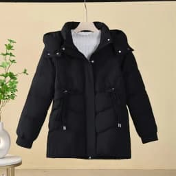 Korean Trend Women's Solid Color Long-sleeved Versatile Zipper Jacket Winter New Holiday Hooded Loose Warm Thickened Coat