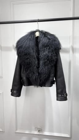 2024 New Winter Warm Mongolia Sheep Fur Collar Faux Leather Jacket Women Warm Suede Lamb Loose Fit Pu Leather Short Casual Coat